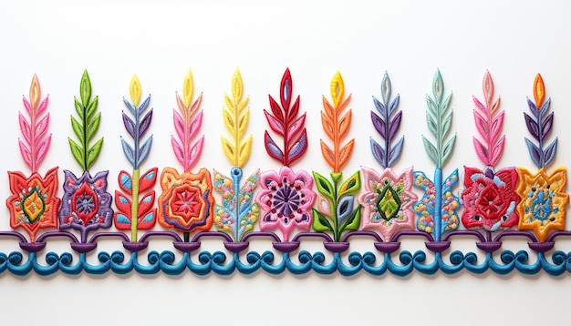 Colorful embroidered motifs