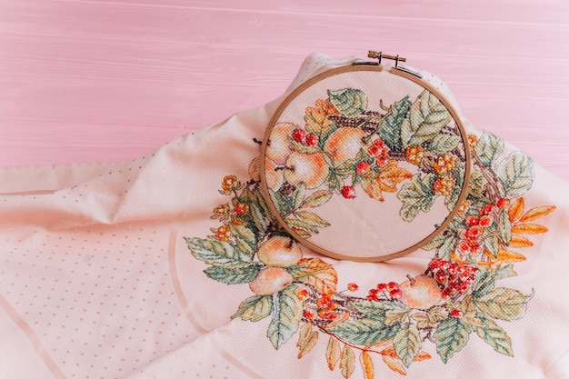 Hand stitching floral pattern