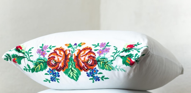 Embroidered pillow detail